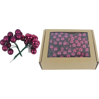 Vánoční dekorace Skleněné baňky na drátku bordó, pr. 2cm, S0570-09/BOX 144 ks