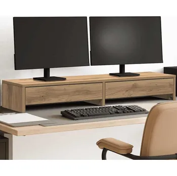 Držák monitoru vidaXL Stojan na monitor se zásuvkami 100x27x15cm kompozit [854677] Barva: dub