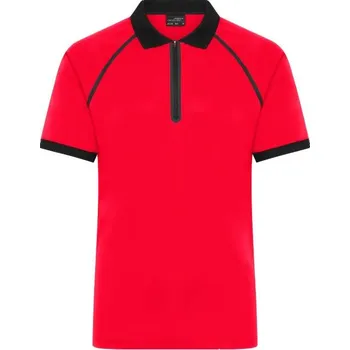 Pánská košile DAIBER JN 1308 / Pánská polokošile se zipem - light red/black XL