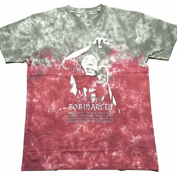 Pánská móda Bob Marley tričko, Exodus Playlist Dye Wash Red, pánské XXL