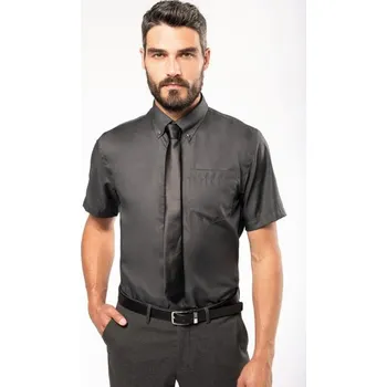 Pánská košile KARIBAN VINTAGE K539 / Pánská nežehlivá košile s krátkým rukávem - zinc XXL