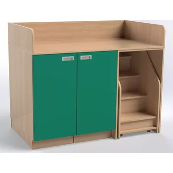 přebalovací pult a komoda Přebalovací pult s dvojitými dveřmi a schůdky