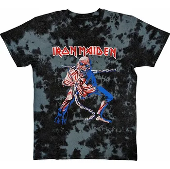 Pánská móda Iron Maiden tričko, Eddie Piece Of Mind Dye Wash Black, pánské XL