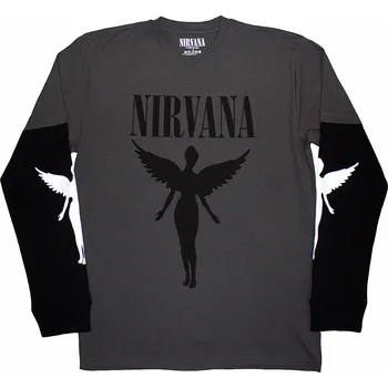 Pánská móda Nirvana tričko dlouhý rukáv, In Utero Mono Charcoal Grey & Black, pánské L