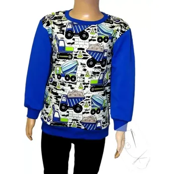 Dívčí mikina Mikina klasik traktory s modrou