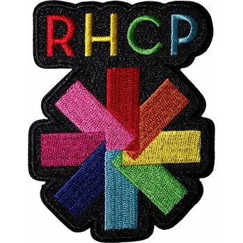 Nášivka Red Hot Chili Peppers tkaná nažehlovačka PES 89 x 67 mm, Rainbow Asterisk