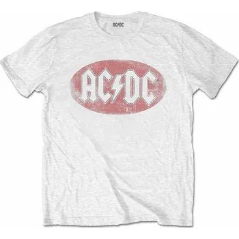 Pánská móda AC/DC tričko, Oval Logo Vintage White, pánské L
