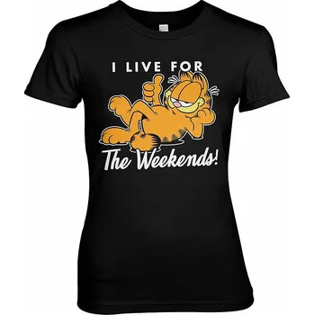Dámské tričko Garfield tričko, Live For The Weekend Girly Black, dámské S