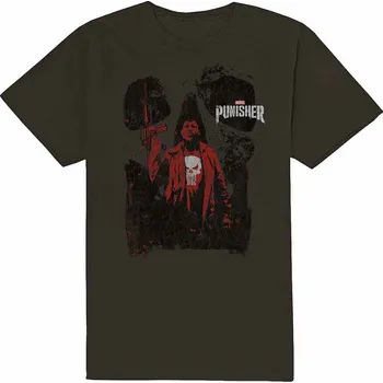 Pánská móda The Punisher tričko, Punisher Red Outline Charcoal Grey, pánské S