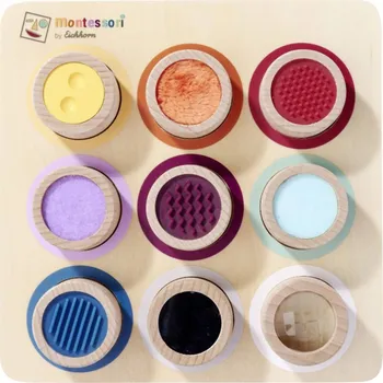 Dřevěná hračka EICHHORN DŘEVO Montessori hmatová deska 9 senzorických válců | 224228