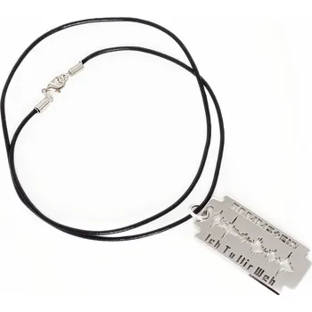 Přívěsek Rammstein niklový přívěsek 50x25x2 mm na koženém řemínku 600 mm, Ich Tu Dir Weh, unisex