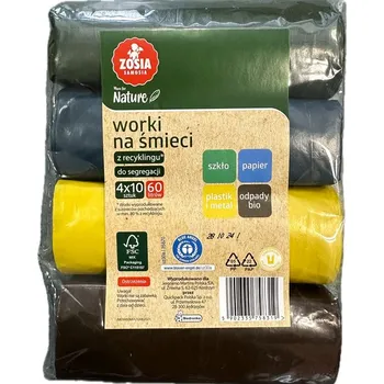 Pytle na odpadky Recyklované pytle na tříděný odpad Zosia Samosia 60 l, 4 x 10 ks