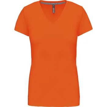 KARIBAN VINTAGE V-NECK K381 / Dámské tričko s krátkým rukávem - orange XL