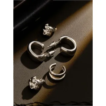 Náušnice Sinsay - Sada 3&nbsp;párů náušnic - sříbrná - 942HM-SLV - 942HM-SLV-ONE