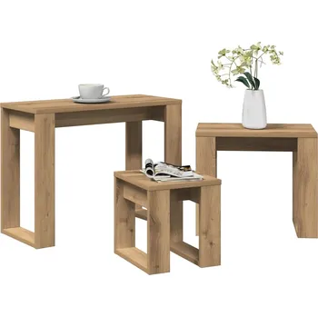 Toaletní stolek zahrada-XL Hnízdové stolky 3 ks dub artisan kompozitní dřevo 856679