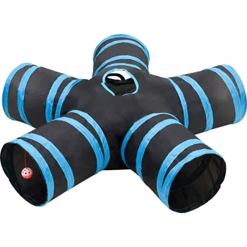 Hra na zahradu zahrada-XL Kočičí tunel 5cestný černý a modrý 25 cm polyester 172184