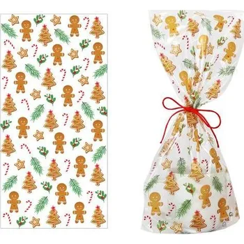 Dárková taška Sáček mikulášský 20 x 40cm průhledný perníček LUMA [A]