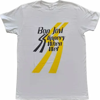 Pánské tričko Bon Jovi tričko, Slippery When Wet White, pánské L