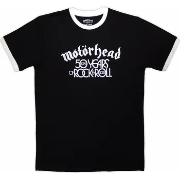 Pánská móda Motorhead tričko, 50 Years Text Lock Up Ringer Black, pánské XXL