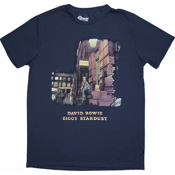Pánská móda David Bowie tričko, Ziggy Stardust Denim Blue, pánské L