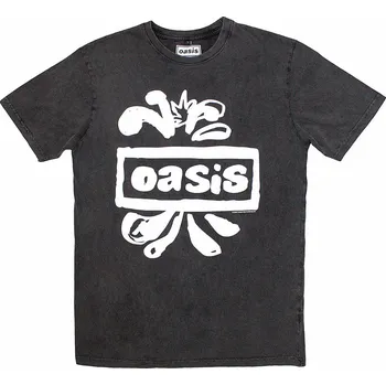 Pánská móda Oasis tričko, Logo Splat Stone Wash Charcoal Grey, pánské M