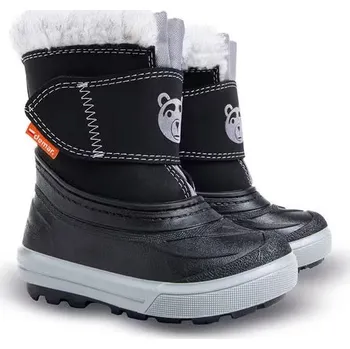 Dětská móda DEMAR BEAR 1507C / Dětské sněhule s ovčí vlnou - černá/šedá 24-25