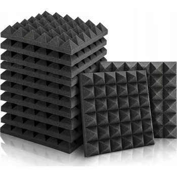 AKUSTICKÉ PANELY PYRAMIDY ODHLUČŇUJÍCÍ IZOLACE 30X30X5 SILNÉ ČERNÉ 12KS