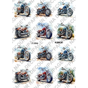 Umělecký papír Rýžový a soft papír na decoupage - Motorka - KB3264 Materiál: Soft, Rozměr: A4