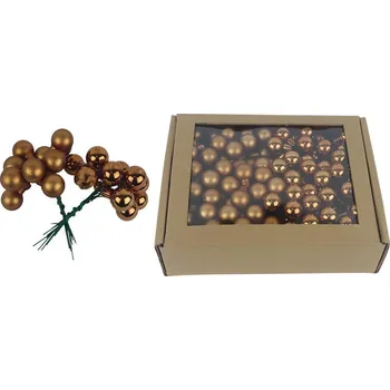 Vánoce Skleněné baňky na drátku hnědé, pr. 2cm, S0570-18/BOX 144 ks