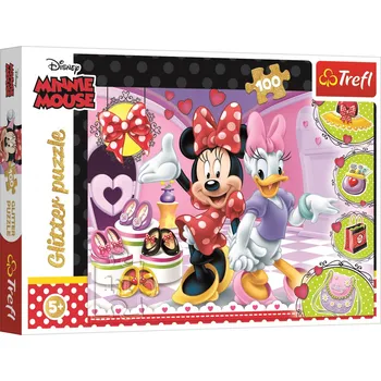 Puzzle Trefl Třpytivé puzzle Minnie a Daisy 100 dílků