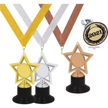 Medaile hvězda MDC002 Barva: zlato, Výška: 10,5 cm