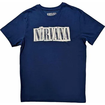 Pánské tričko Nirvana tričko, Box Logo Denim Blue, pánské XL
