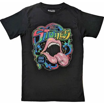 Pánská móda Rolling Stones tričko, Some Girls Neon Tongue Embellished Black, pánské XXL