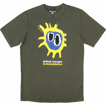 Pánská móda Primal Scream tričko, Screamadelica Stone Wash Green, pánské M
