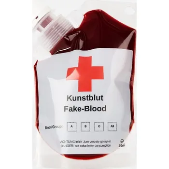 Party dekorace Infuze sáček s falešnou krví – 30 ml, 6 x 10 cm