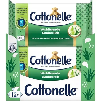 Toaletní papír COTTONELLE VLHČENÝ TOALETNÍ PAPÍR 12 BALENÍ X 42 ÚTRŽKŮ ALOE 4J6