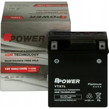 Motobaterie BPower Platinum AGM YTX7L-BS 12V 6Ah 110A YTX7L ETX7L