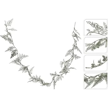 Vánoce Koopman International b.v. Girlanda zelená - větvička s lístky 170 cm, 4 designy