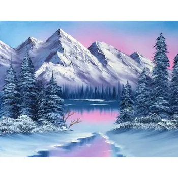 Diamantové malování Zakázková pro Diamantovani.cz Zimní krajina (50x70)