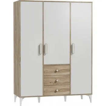 Šatní skříň Třídveřová šatní skříň Kaylla - dub sofia, bílá