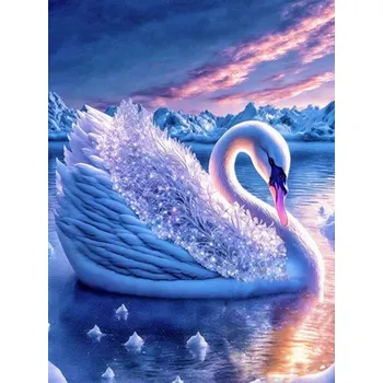Diamantové malování Diamantové malování - Labuť (60x80) + třpytivé kamínky