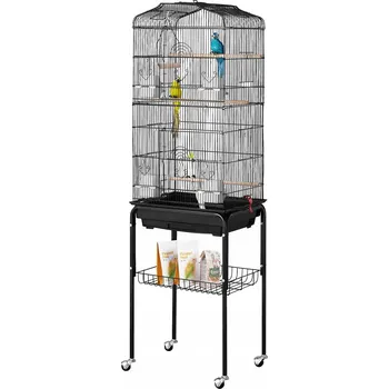 SucceBuy Klec pro ptáky 45,7x35,5x151 cm, odolná, se stojanem na kolečkách