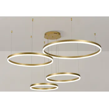 Závěsné stropní svítidlo 4 kroužky zlatá LED DÁLKOVÝ OVLADAČ moderní 40/50/60/80 cm