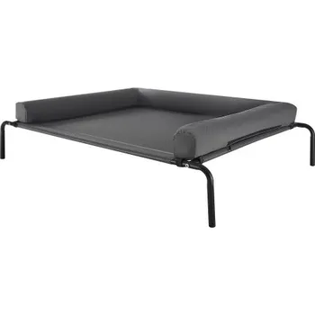 Pelíšek pro psa VEVOR Vyvýšený psí pelíšek pro velké psy, přenosný vyvýšený psí pelíšek s pratelným polštářem, vnitřní a venkovní chladicí vyvýšený houpací pelíšek s ocelovým kovovým rámem a prodyšnou teslinovou síťovinou, XL, šedý