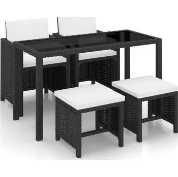 Zahradní sestava Nábytek XL 5dílný zahradní jídelní set s poduškami polyratan černý 42521