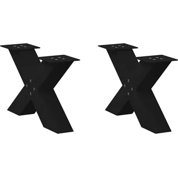 Jídelní stůl zahrada-XL Nohy konferenčního stolku ve tvaru X, 2 ks, černé, 60 x (30-31) cm, ocel 4012940