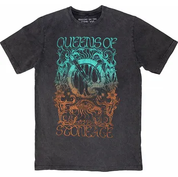 Pánská móda Queens of the Stone Age tričko, Montage Stone Wash Charcoal Grey, pánské XXL