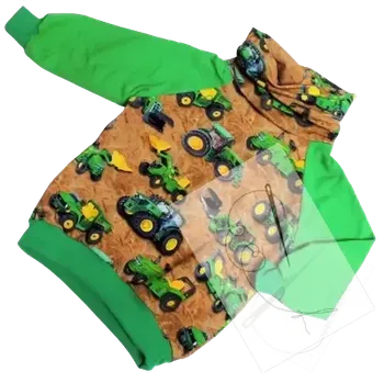 Dívčí mikina Mikina s nákrčníkem Zelené traktory