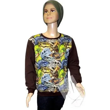 Dívčí mikina Mikina klasik Dinosaurus s hnědou ve.140