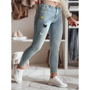 Dámské džíny Dámské džíny skinny se zdobením LUMITTA Dstreet UY2429 Barva: Modrá - světle, Velikost: 31